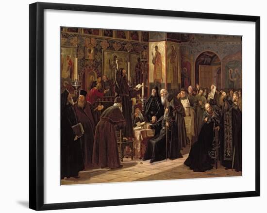 The Solovetsy Monastery's Revolt Against the New Books in 1666, 1885-Sergei Dmitrievich Miloradovich-Framed Giclee Print