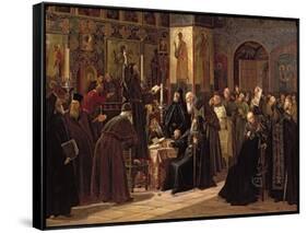 The Solovetsy Monastery's Revolt Against the New Books in 1666, 1885-Sergei Dmitrievich Miloradovich-Framed Stretched Canvas