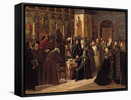 The Solovetsy Monastery's Revolt Against the New Books in 1666, 1885-Sergei Dmitrievich Miloradovich-Framed Stretched Canvas