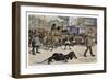 The Solution to the Problem for Traffic When a Very Long Dachshund Crosses the Road with is Owner-null-Framed Art Print
