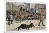 The Solution to the Problem for Traffic When a Very Long Dachshund Crosses the Road with is Owner-null-Mounted Premium Giclee Print