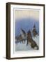 The Song of the Huskies: Howling Under the Aurora Borealis-Paul Bransom-Framed Art Print