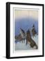 The Song of the Huskies: Howling Under the Aurora Borealis-Paul Bransom-Framed Art Print
