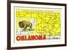 The Sooner State, Oklahoma, Map-null-Framed Art Print