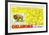 The Sooner State, Oklahoma, Map-null-Framed Art Print