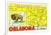 The Sooner State, Oklahoma, Map-null-Framed Art Print