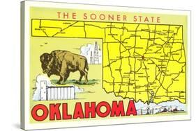 The Sooner State, Oklahoma, Map-null-Stretched Canvas