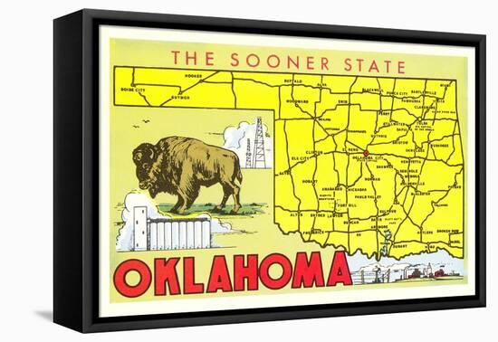 The Sooner State, Oklahoma, Map-null-Framed Stretched Canvas