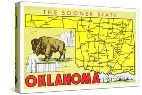 The Sooner State, Oklahoma, Map-null-Stretched Canvas