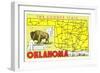 The Sooner State, Oklahoma, Map-null-Framed Art Print