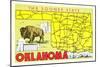 The Sooner State, Oklahoma, Map-null-Mounted Art Print