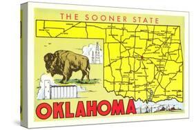 The Sooner State, Oklahoma, Map-null-Stretched Canvas