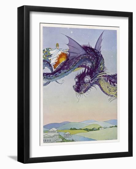 The Sorceress Medea Flies Through the Greek Airspace in Her Serpent-Powered Chariot-Virginia Frances Sterrett-Framed Photographic Print