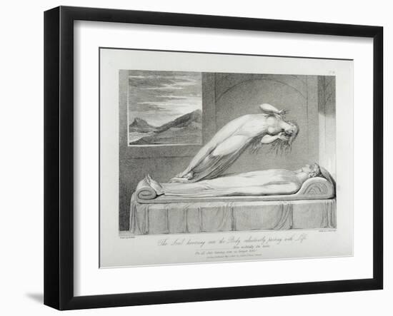 The Soul Hovering over the Body Reluctantly Parting with Life, Pl.7-William Blake-Framed Giclee Print