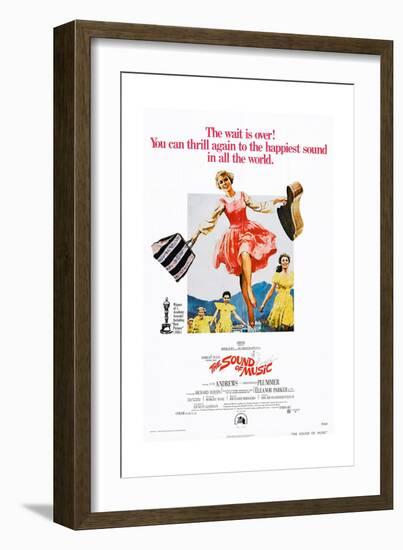 The Sound of Music, Center: Julie Andrews on 1973 Poster Art, 1965-null-Framed Giclee Print