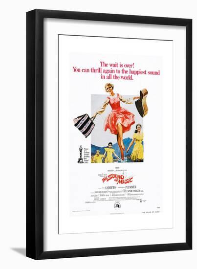 The Sound of Music, Center: Julie Andrews on 1973 Poster Art, 1965-null-Framed Giclee Print