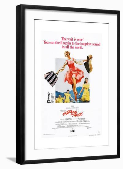 The Sound of Music, Center: Julie Andrews on 1973 Poster Art, 1965-null-Framed Giclee Print