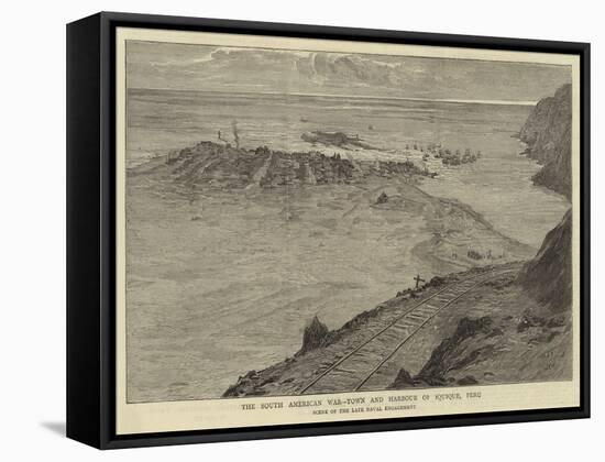 The South American War, Town and Harbour of Iquique, Peru-William Lionel Wyllie-Framed Stretched Canvas