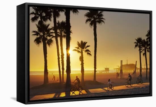 The South Bay Bicycle Trail at Sun Set.-Jon Hicks-Framed Stretched Canvas