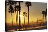 The South Bay Bicycle Trail at Sun Set.-Jon Hicks-Stretched Canvas