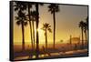 The South Bay Bicycle Trail at Sun Set.-Jon Hicks-Framed Stretched Canvas