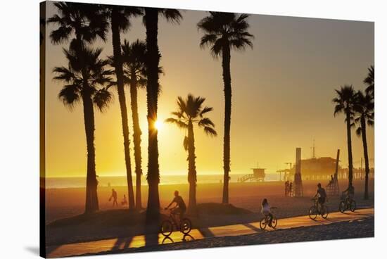 The South Bay Bicycle Trail at Sun Set.-Jon Hicks-Stretched Canvas