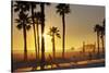 The South Bay Bicycle Trail at Sun Set.-Jon Hicks-Stretched Canvas