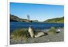 The southern elephant seal (Mirounga leonina) in front of an old whaling boat, Ocean Harbour, South-Michael Runkel-Framed Photographic Print