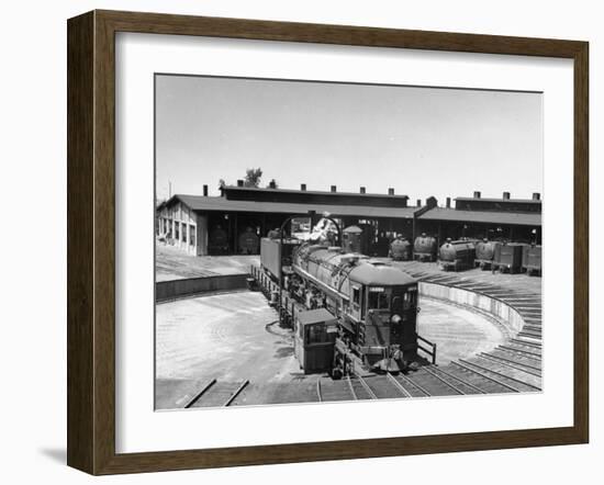 The Southern Pacific Yard Displaying Early Locomotives-null-Framed Photographic Print