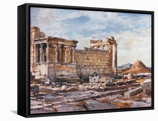 The Southern Side of the Erechtheum, with the Foundations of the Earlier Temple of Athena Polias-John Fulleylove-Framed Stretched Canvas