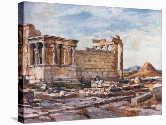 The Southern Side of the Erechtheum, with the Foundations of the Earlier Temple of Athena Polias-John Fulleylove-Stretched Canvas