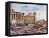 The Southern Side of the Erechtheum, with the Foundations of the Earlier Temple of Athena Polias-John Fulleylove-Framed Stretched Canvas