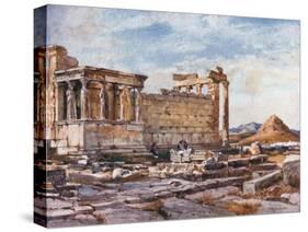 The Southern Side of the Erechtheum, with the Foundations of the Earlier Temple of Athena Polias-John Fulleylove-Stretched Canvas