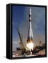 The Soyuz TMA-13 Spacecraft Launches from the Baikonur Cosmodrome in Kazakhstan-Stocktrek Images-Framed Stretched Canvas