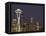 The Space Needle and Skyline at Night, Seattle, Washington, USA-Dennis Flaherty-Framed Stretched Canvas