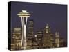 The Space Needle and Skyline at Night, Seattle, Washington, USA-Dennis Flaherty-Stretched Canvas