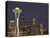 The Space Needle and Skyline at Night, Seattle, Washington, USA-Dennis Flaherty-Stretched Canvas