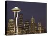 The Space Needle and Skyline at Night, Seattle, Washington, USA-Dennis Flaherty-Stretched Canvas