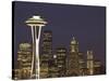 The Space Needle and Skyline at Night, Seattle, Washington, USA-Dennis Flaherty-Stretched Canvas