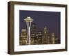 The Space Needle and Skyline at Night, Seattle, Washington, USA-Dennis Flaherty-Framed Photographic Print