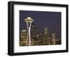 The Space Needle and Skyline at Night, Seattle, Washington, USA-Dennis Flaherty-Framed Photographic Print