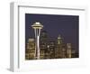 The Space Needle and Skyline at Night, Seattle, Washington, USA-Dennis Flaherty-Framed Photographic Print