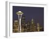 The Space Needle and Skyline at Night, Seattle, Washington, USA-Dennis Flaherty-Framed Photographic Print