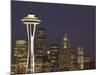 The Space Needle and Skyline at Night, Seattle, Washington, USA-Dennis Flaherty-Mounted Photographic Print