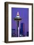 The Space Needle decorated with Christmas lights, Seattle, Washington-William Sutton-Framed Photographic Print