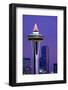 The Space Needle decorated with Christmas lights, Seattle, Washington-William Sutton-Framed Photographic Print