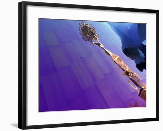 The Space Needle Reflected in the Experience Music Project Building, Seattle, Washington, USA-William Sutton-Framed Photographic Print