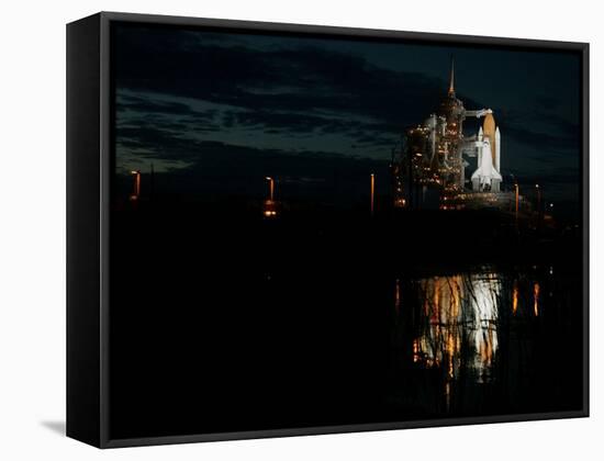 The Space Shuttle Atlantis is Reflected in a Pond on Pad 39B-null-Framed Stretched Canvas