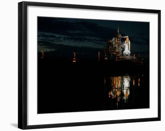 The Space Shuttle Atlantis is Reflected in a Pond on Pad 39B-null-Framed Photographic Print