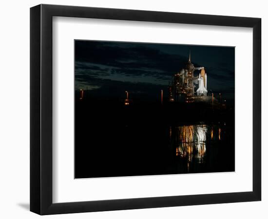 The Space Shuttle Atlantis is Reflected in a Pond on Pad 39B-null-Framed Photographic Print